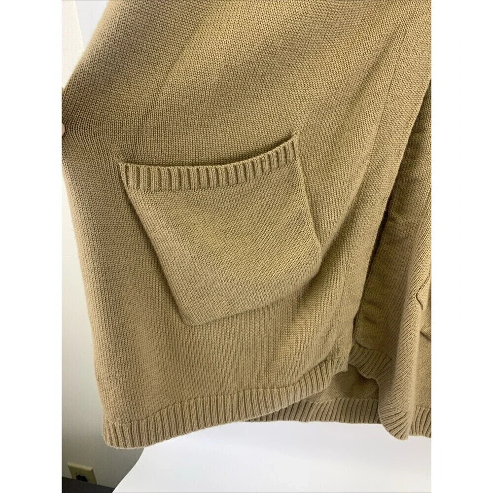 BOGO Boden Tunic Cardigan Wool Sweater Short Sleeve Button Pockets Tan Womens 18